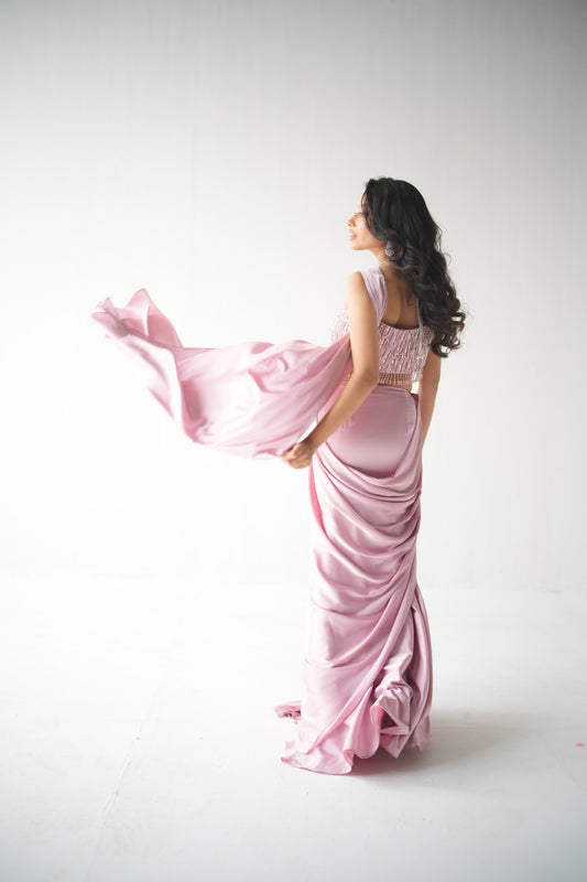 SOFT ROSEATE DRAPE SAREE