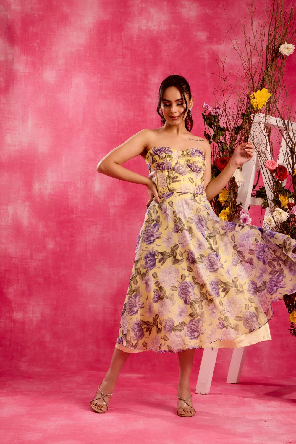 ORGANZA PRINTED DRESS