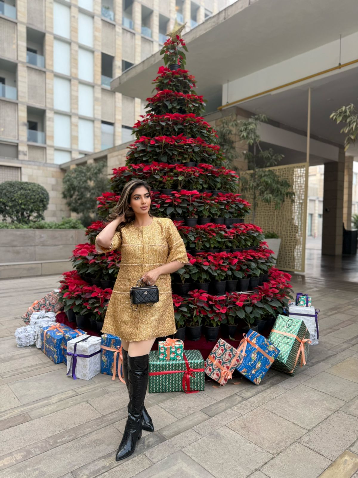 GOLD DUST TWEED DRESS