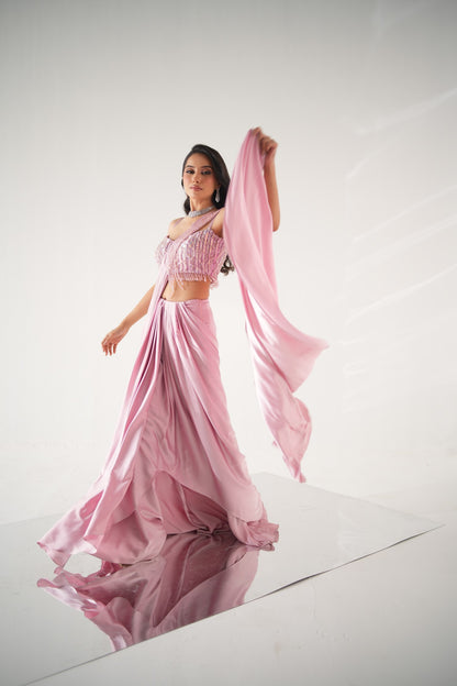 SOFT ROSEATE DRAPE SAREE