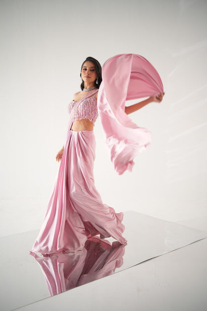 SOFT ROSEATE DRAPE SAREE