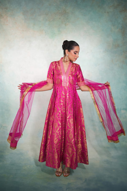 RANI PINK BROCADE ANARKALI
