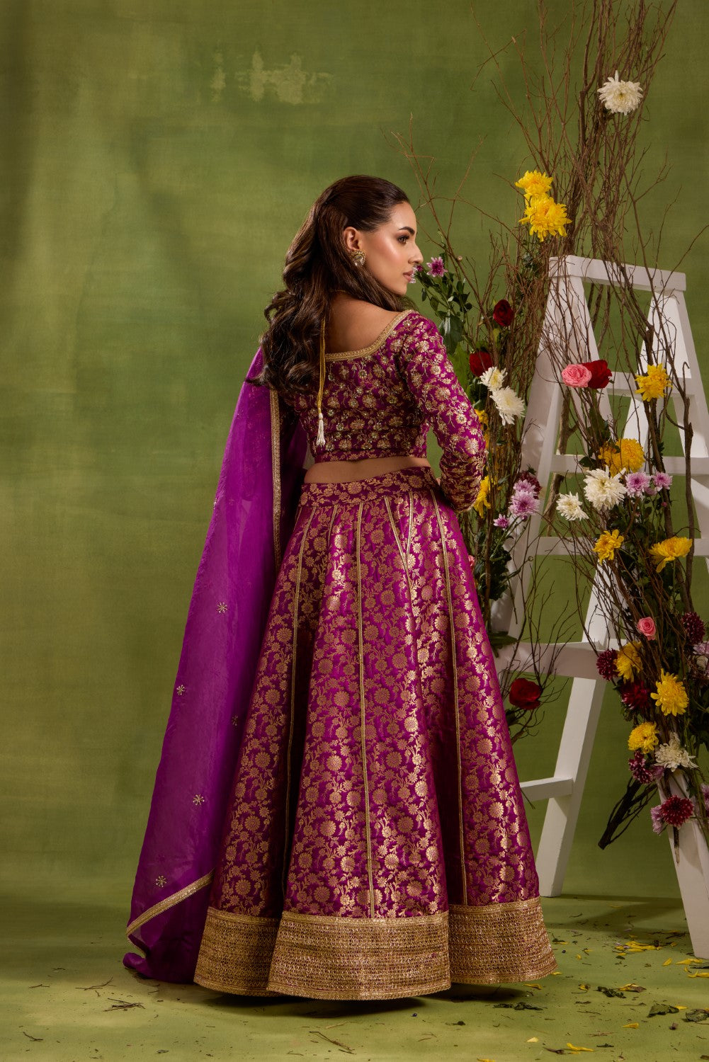PLUM SILK BROCADE LEHENGA