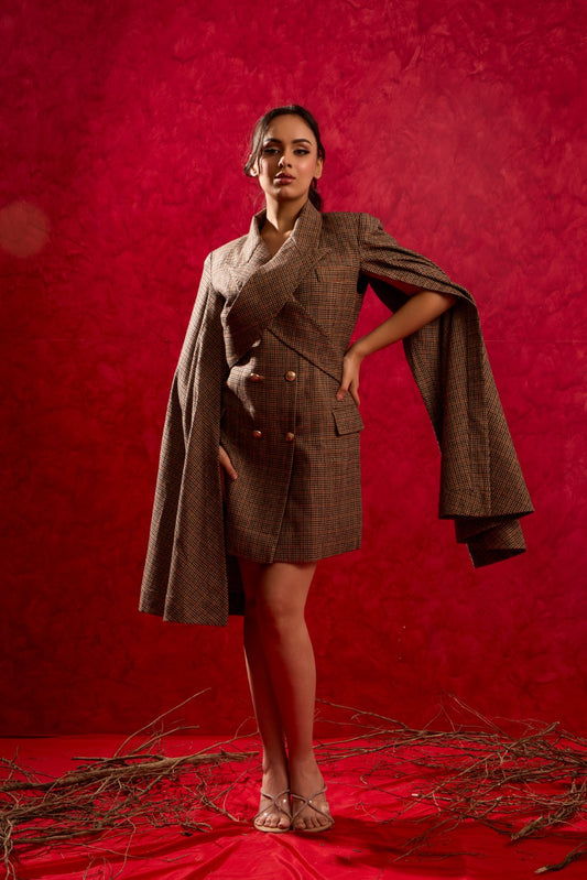 HOUNDSTOOTH TWEED DRESS