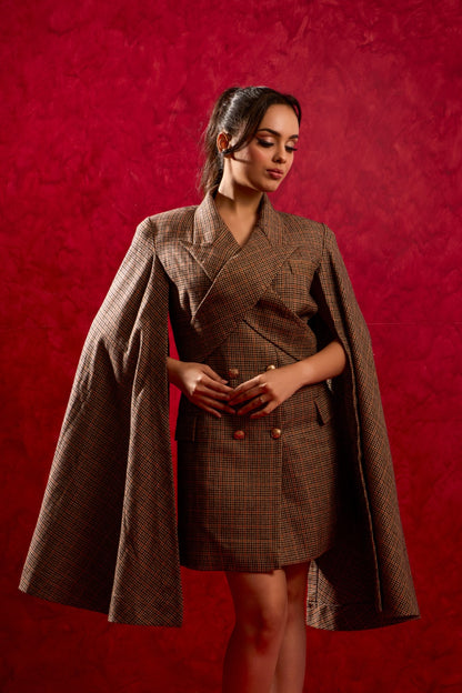 HOUNDSTOOTH TWEED DRESS