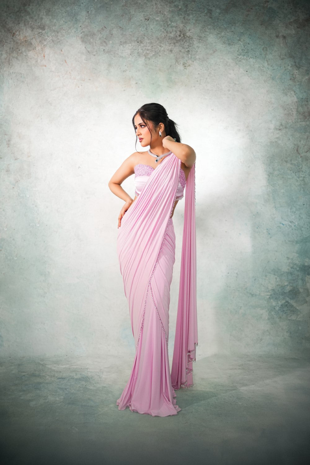 ROSY LILAC PRE-DRAPED SAREE