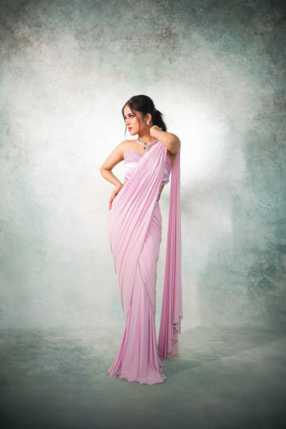 ROSY LILAC PRE-DRAPED SAREE