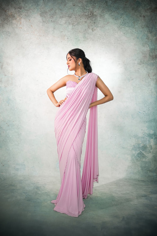 ROSY LILAC PRE-DRAPED SAREE