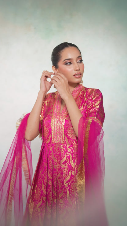 RANI PINK BROCADE ANARKALI